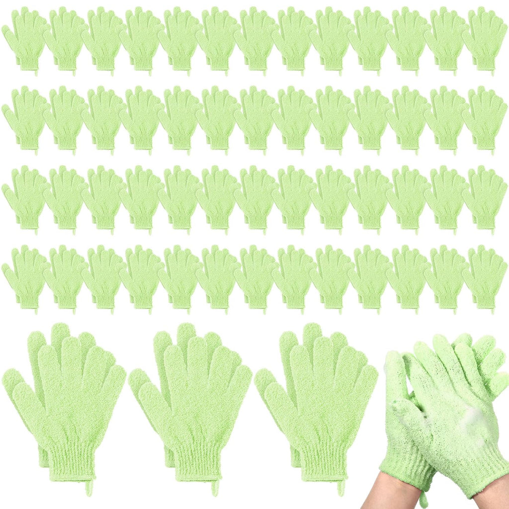 104 Pcs Exfoliating Glove Bulk Shower Gloves with Hanging Loop Exfoliating Body Scrubber Dead Skin Remover for Body Bath Beauty Spa Massage Scrubs Men Women Bathing (Green)
