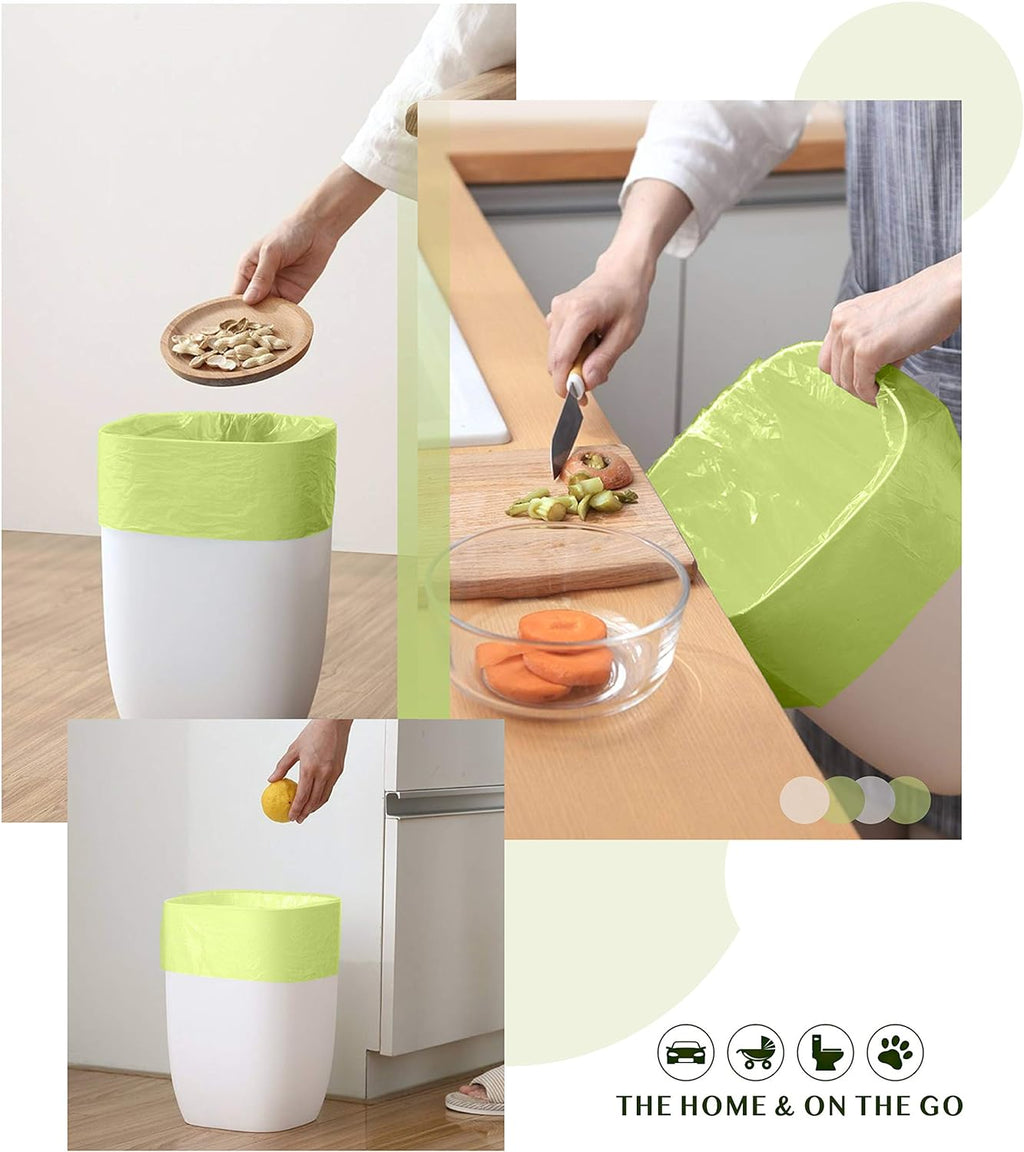 Compostable Trash Bags - FORID 1.2 Gallon Small Garbage Bags 150 Count Mini Strong Trash Can Liners 5 Liter Unscented Wastebasket Bags for Kitchen Bathroom Office Home Garbage Can (5 Rolls/Green)