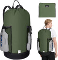 BALEINE 120L Laundry Bag Backpack, 900D Oxford Fabric Large Travel Laundry Bags with Shoulder Straps and 2 Mesh Pockets for College Dorm, Apartment, Laundromat (Green, 120L)