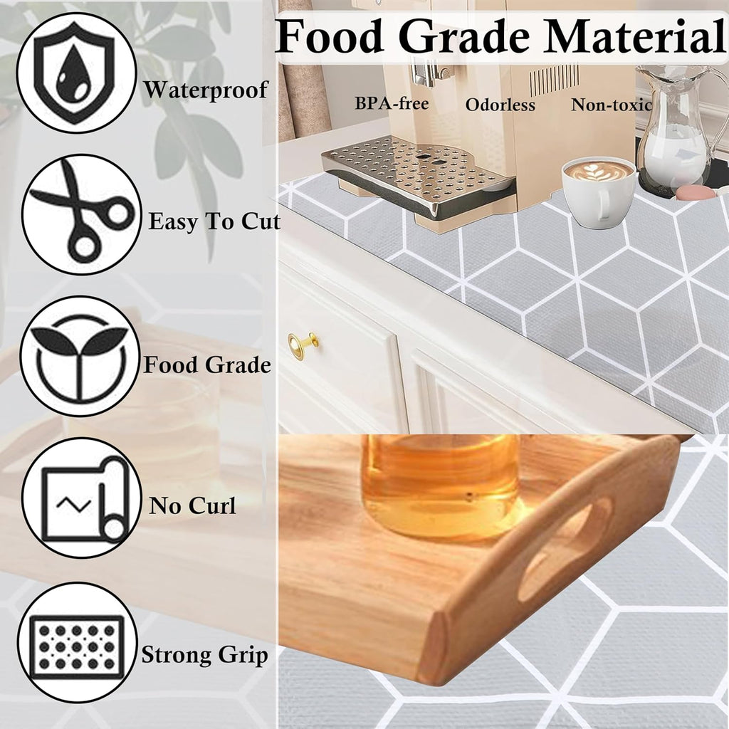 Shelf Liners for Kitchen Cabinets 20 Inch Wide X 20 Ft Non Adhesive Cabinet Drawer Liner Non Slip Water Oil-Proof Strong Grip Pantry Shelves Liner Bathroom Drawer Mat Cupboard Closet Liner