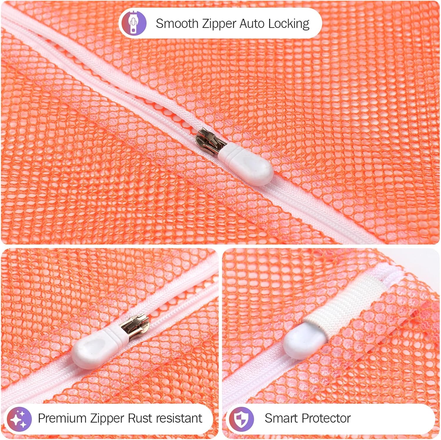 5Pcs Mesh Laundry Bags Sturdy for Delicates, Lingerie, Bras, Travel and Organize - 5 Color(14x20 Inch)