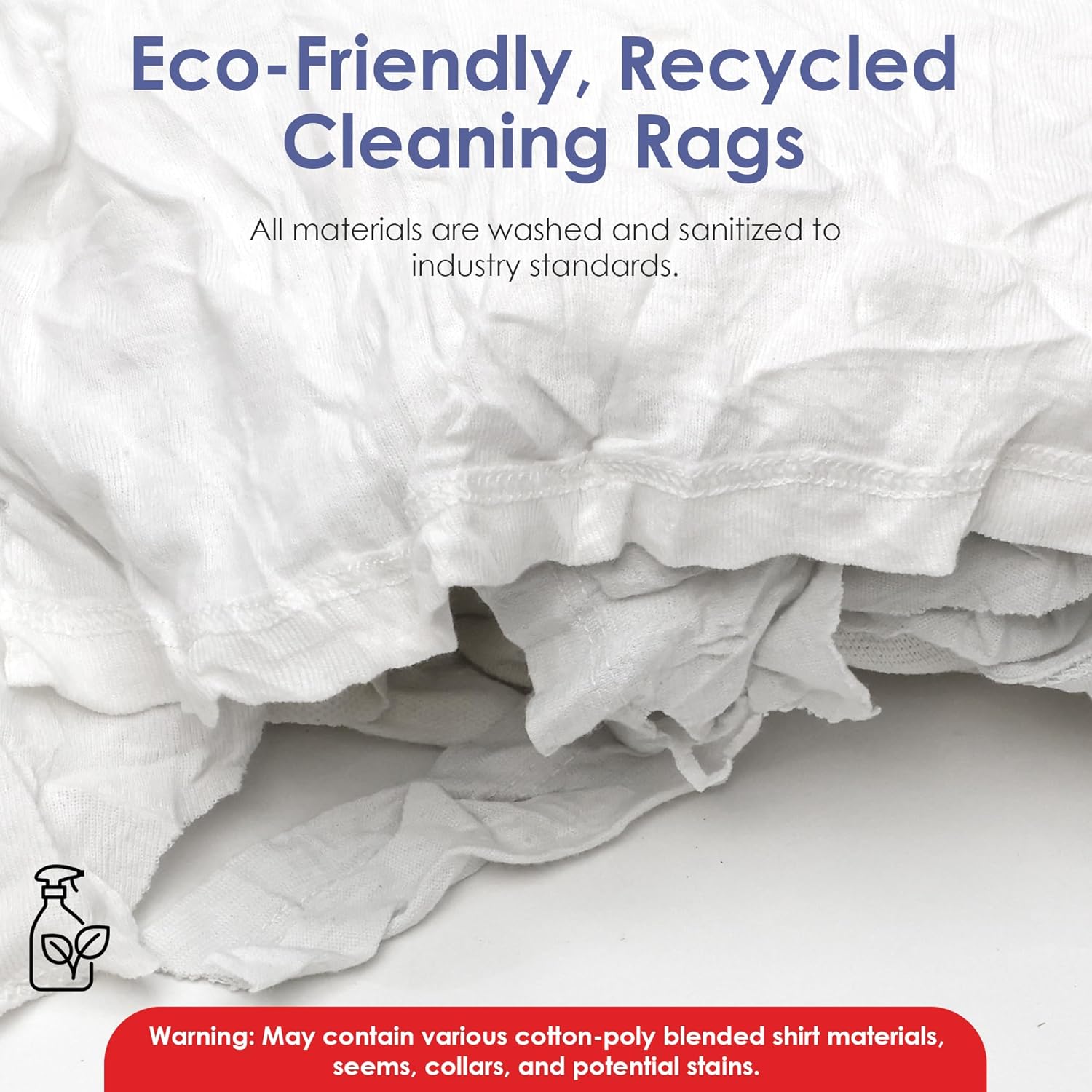 Huck & Terry White T-Shirt Bag of Rags (1 LB Bag), 100% Recycled Material, Cotton Blend Bar Mop, Reclaimed, Eco-Friendly Cloth, Cleaning & Painting Rags, Lint Free, Highly Absorbent