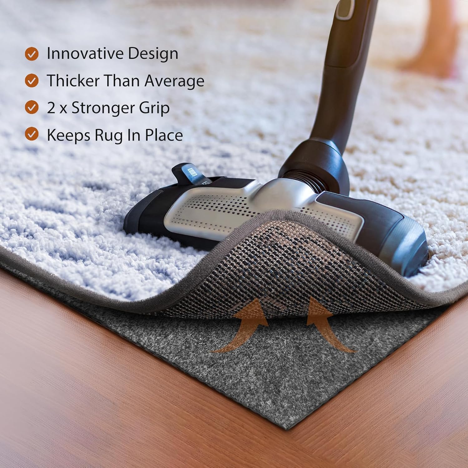Felt Rug Pad, 2 x 8 Ft Rubber Non-Slip Rug Pad Gripper, Keep Rugs Secure and in Place, Extra Strong Under Carpet Mat Cushion - for All Floors