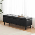 50" Storage Ottoman Bench, Tufted Ottoman with Storage for Living Room, Large End of Bed Ottomans, Modern Entryway Benchs, Window & Bedroom Benches for Foot of Bed (Black)