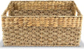 Large Wicker Storage Basket with handles, Natural, Woven, Seagrass and Hyacinth Organizing Baskets for Shelves, Pantry, Living Room - Large Size - 17x11x7.5 in