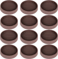 Non Slip Furniture Pads, 2.5” Round Rubber Caster Cups, 12 Pcs Furniture Coasters, Anti-Slip Gripper, Anti Slide Furnitures Feet Floor Protectors for Bed Couch Stoppers - Brown