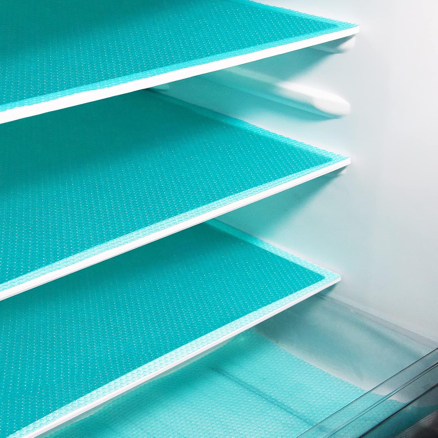 8Pcs Refrigerator Liners, Washable Fridge Liner Mats Covers Pads for Glass Shelf Cupboard Cabinet Drawer Home Kitchen Accessories Organization (Blue)