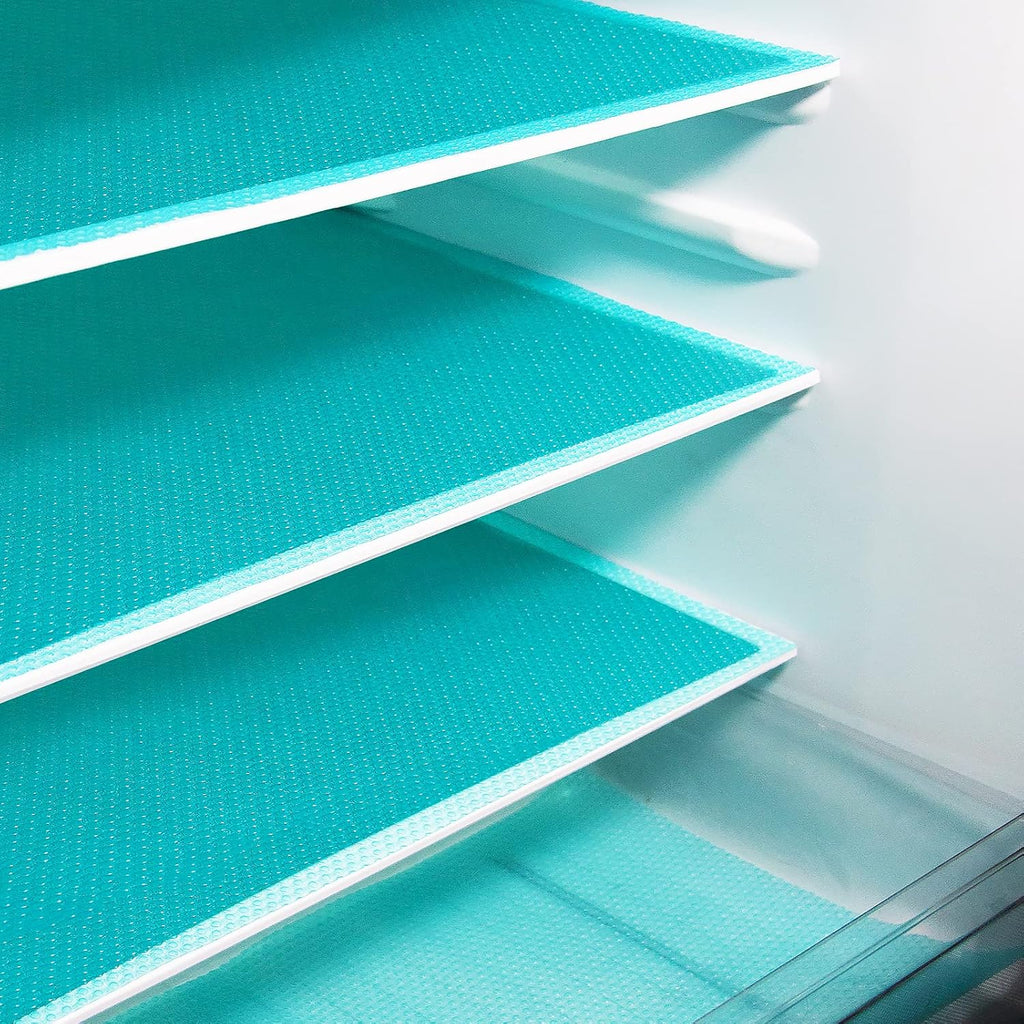 24Pcs Refrigerator Liners, Washable Fridge Liner Mats Covers Pads for Glass Shelf Cupboard Cabinet Drawer Home Kitchen Accessories Organization (Blue)