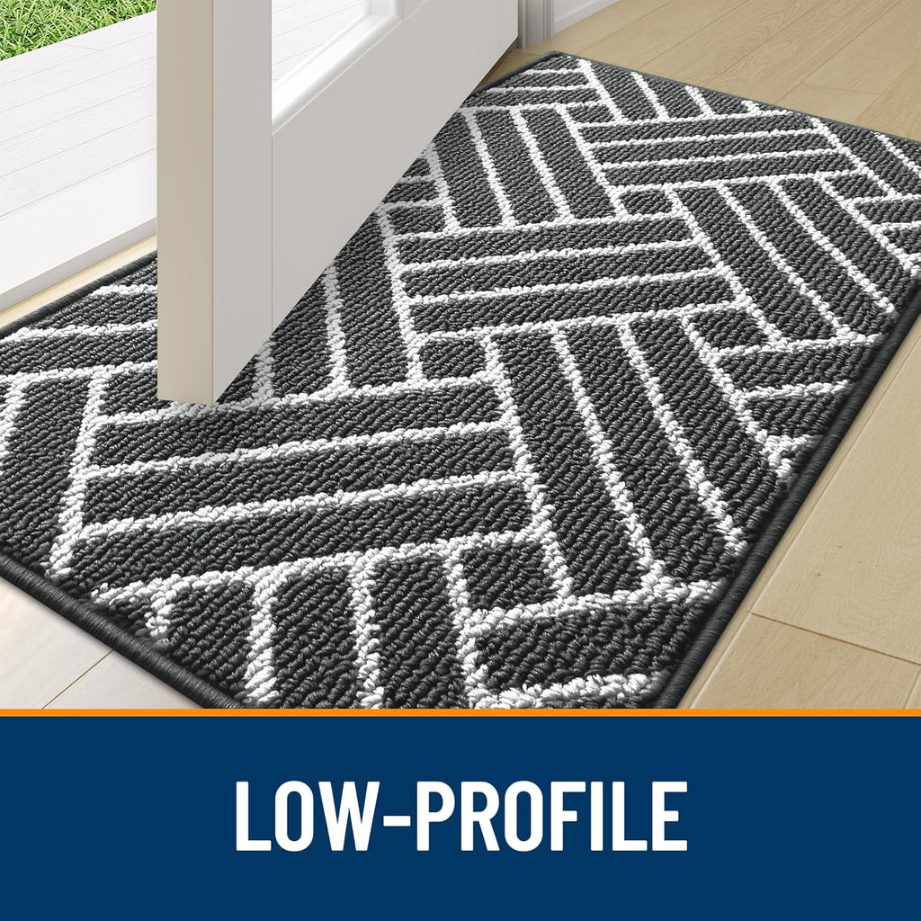 OLANLY Indoor Door Mat, 48x32 Inch, Dirt Resistant and Absorbent, Non-Slip Rubber Backing Floor Mats, Easy Clean Low-Profile Doormat for Entryway, Front Door, and Inside Entrance, Charcoal