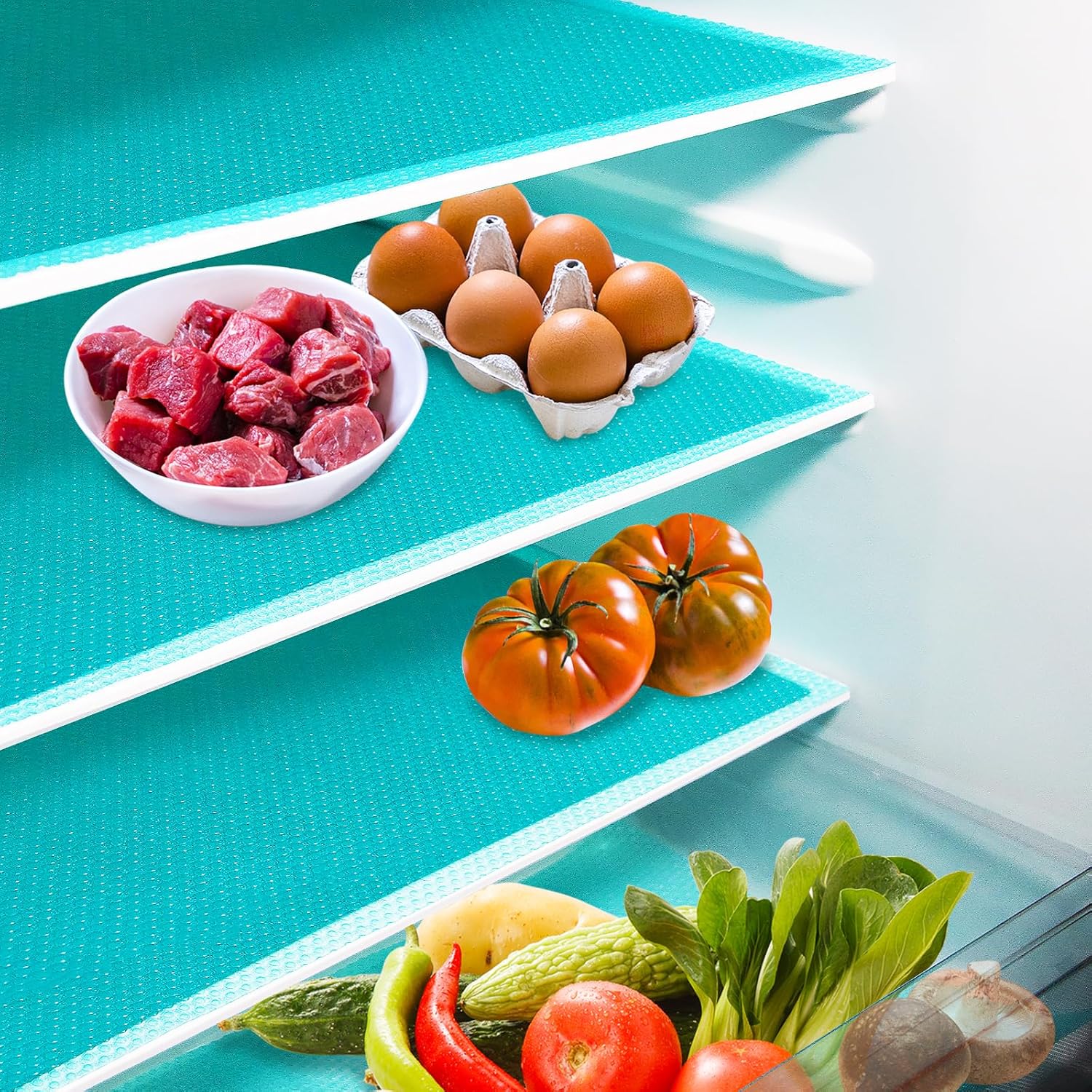 20Pcs Refrigerator Liners, Washable Fridge Liner Shelf Mats Refrigerator Pads for Cupboard Cabinet Drawer Home Kitchen Accessories Organization (Blue)