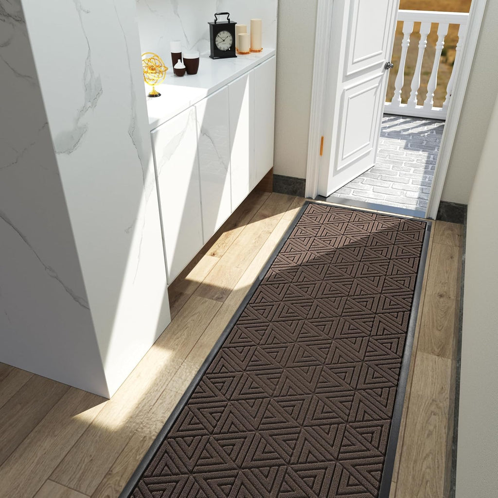 Yimobra Front Door Mat Outside Entrance 72 x 24, Waterproof and Washable Outdoor Mat, Non Slip Rubber Backing, Heavy Duty Welcome Matt for Home Entry Floor Porch Garage Office, Low Profile, Brown