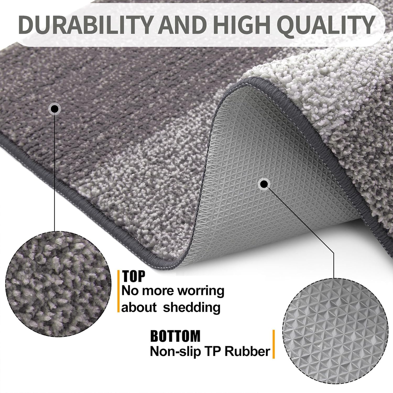 Kitinjoy Indoor Outdoor Door Mat, 71x47 Non-Slip Absorbent Dirt Trapper, Low-Profile Washable Inside Entrance Front Floor Mat, Sturdy Soft Entry Doormats for Entryway, Light Grey