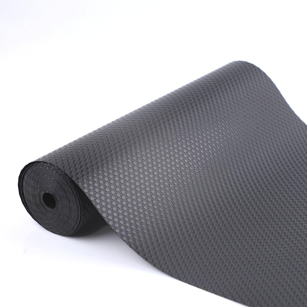 Cabinet Shelf Liners 15 Inch Wide X 20 Ft Kitchen Drawer Liner Non-Adhesive Pantry Cupboard Liner Non-Slip Waterproof & Oil-Proof Refrigerator Shelf Liners Strong Grip Drawer Mat(Black)