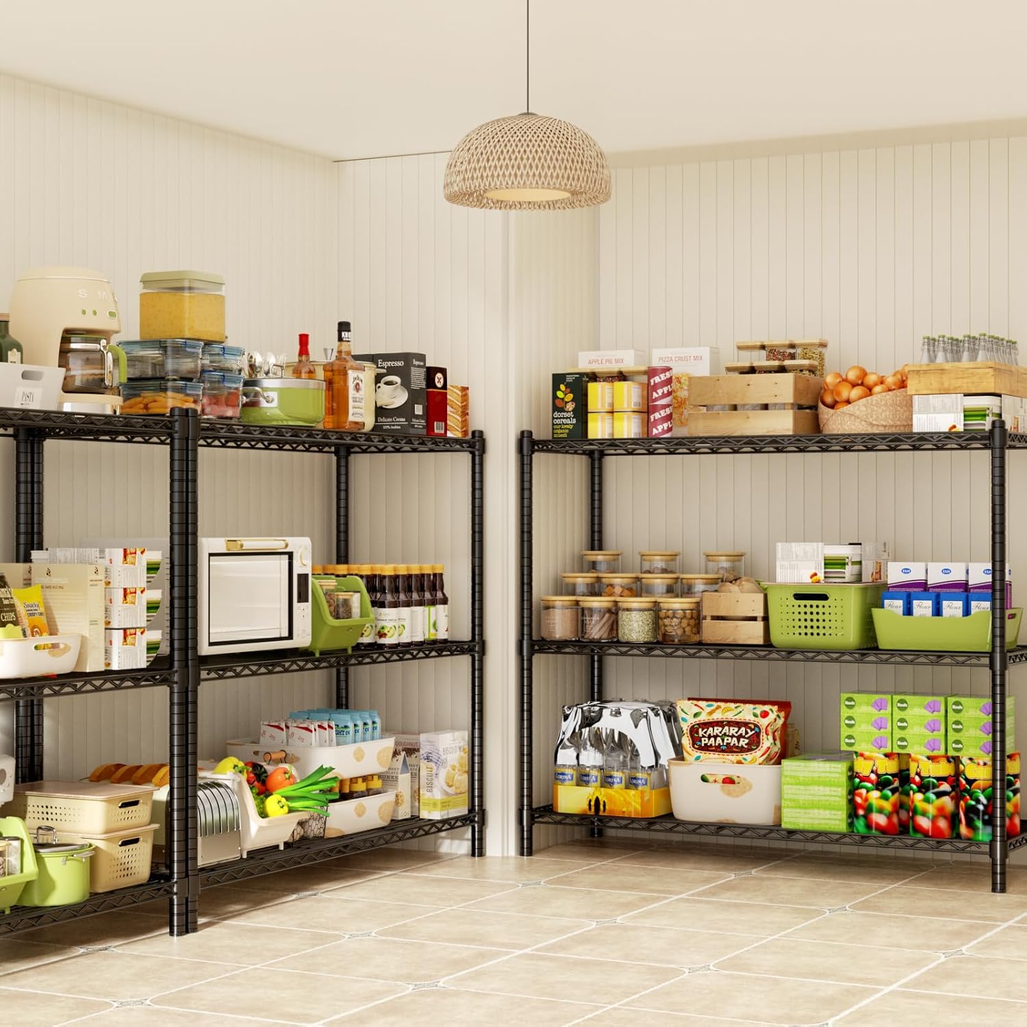 Storage Shelves, 3 PCS 48" L x 20" W x 47" H Heavy Duty Garage Wire Shelving Unit Loads 1200LBS, 3-Tier Adjustable Metal Industrial Utility Shelf Rack for Kitchen, Laundry Room, Basement