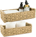 OIAHOMY Toilet Paper Baskets Handmade Paper Rope Decorative Wicker Storage Tank Shelf Cabinet Organizer for Bathroom Home, Set of 2, Yellow