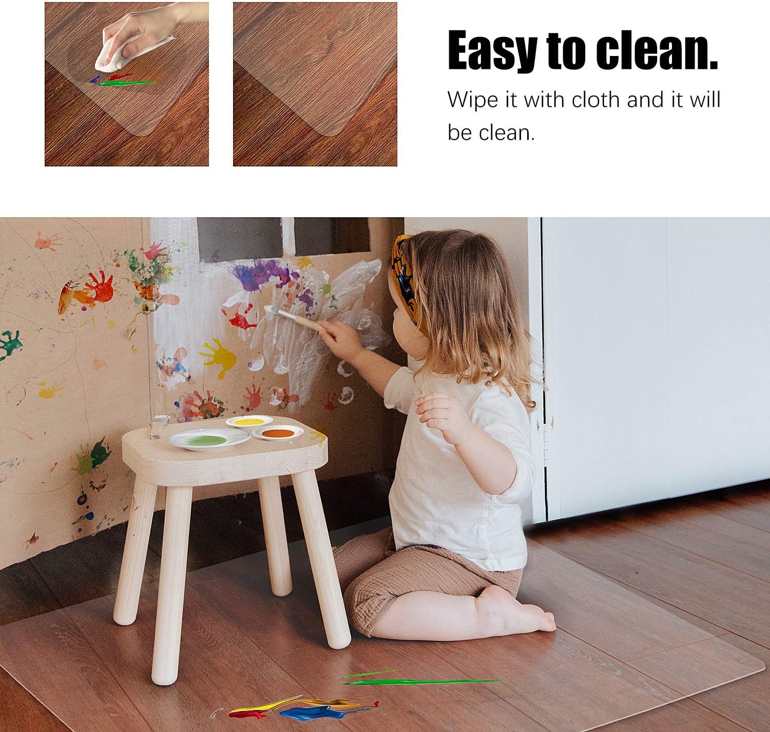 Kuyal Clear Chair mat for Hardwood Floor 46 x 60 inches Transparent Floor Mats Wood/Tile Protection Mat for Office & Home (46" X 60" Rectangle)