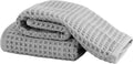 Microfiber Waffle Face Towels, 2 Pieces, Soft, Absorbent, Fast Drying, Lint Free (Silver)