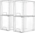 Vtopmart 4 Pack Clear Stackable Storage Drawers,9.7" High Plastic Organizers Bins for Skincare, Bathroom Supplies,Ideal for Cabinet,Undersink,Vanity,Kitchen,Pantry Organization