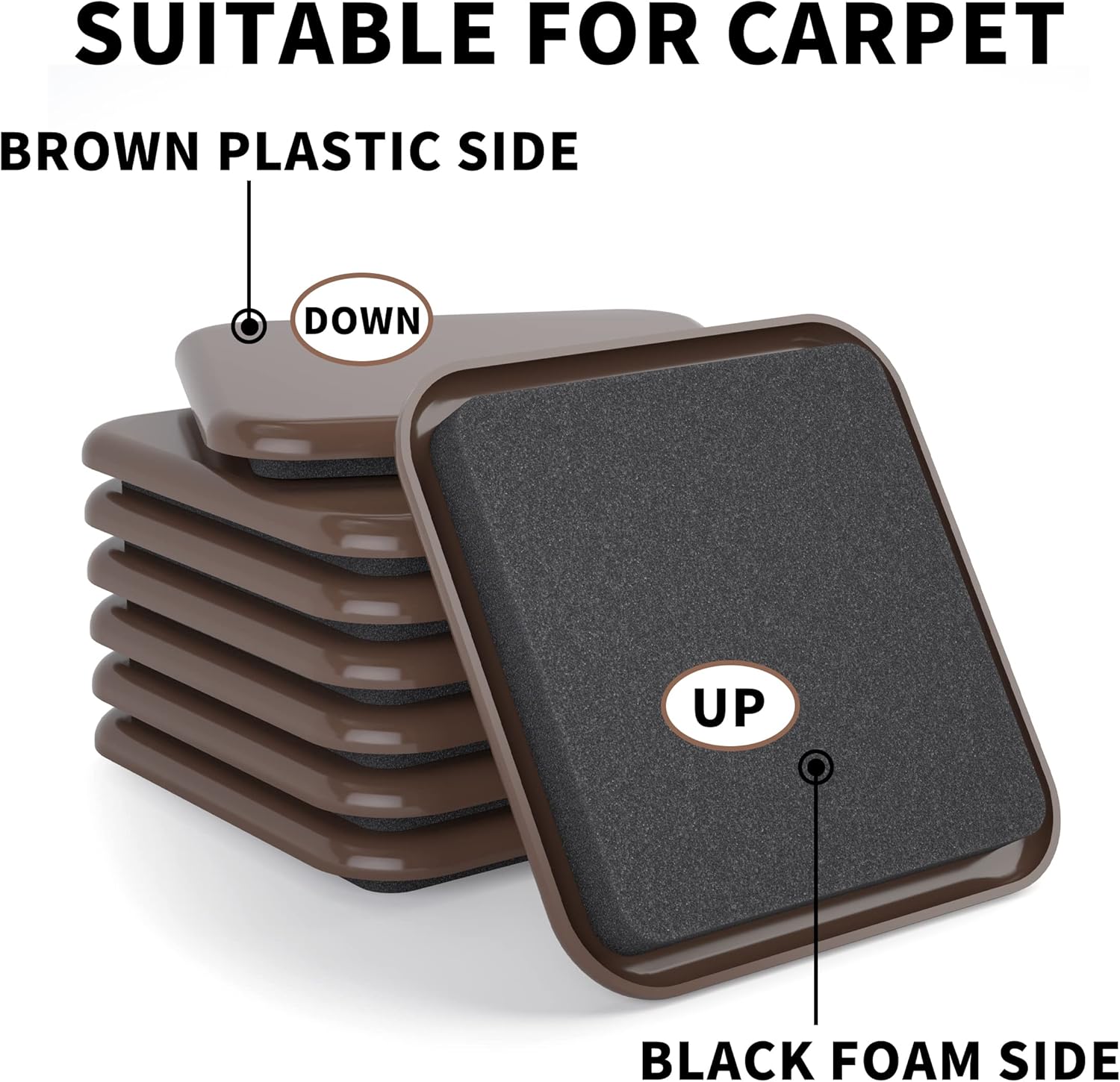 Yelanon Square Furniture Sliders – 16 PCS 3.5" Floor Protectors for Furniture – Strong Furniture Movers Sliders – Protects Floors from Scratches