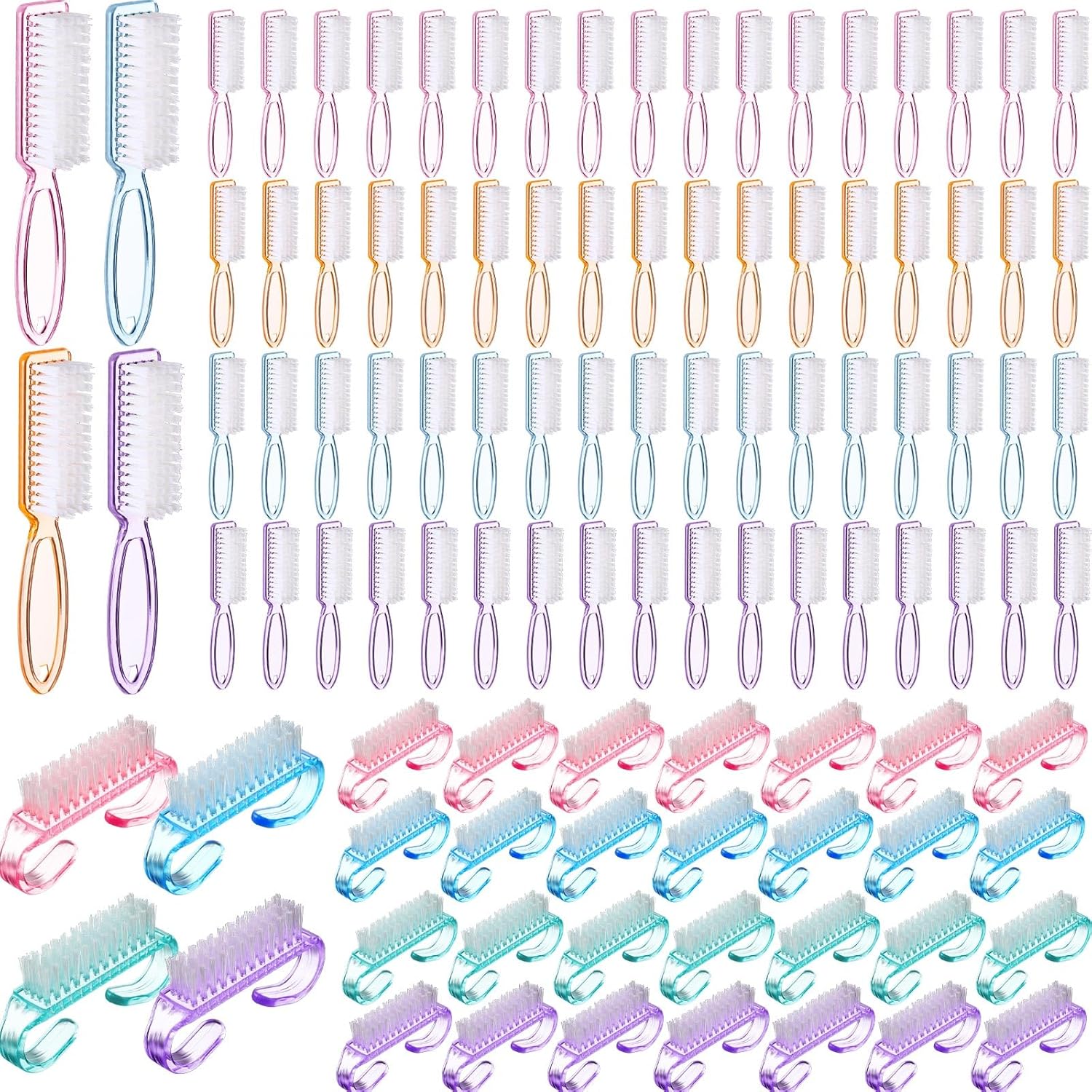 Patelai 48 Pcs Handle Grip Nail Brush Bulk Colorful Nail Scrubber Cleaner Fingernail Brushes Hand Toes Scrub Cleaning Brushes Pedicure Scrubbing Tool for Men and Women, Multicolor Brush