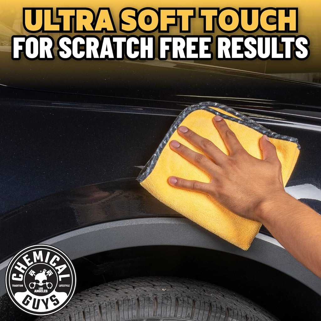 Chemical Guys MIC_506_24 Professional Grade Premium Microfiber Towels, Gold (16 Inch x 16 Inch) (Pack of 24) - Safe for Car Wash, Home Cleaning & Pet Drying Cloths