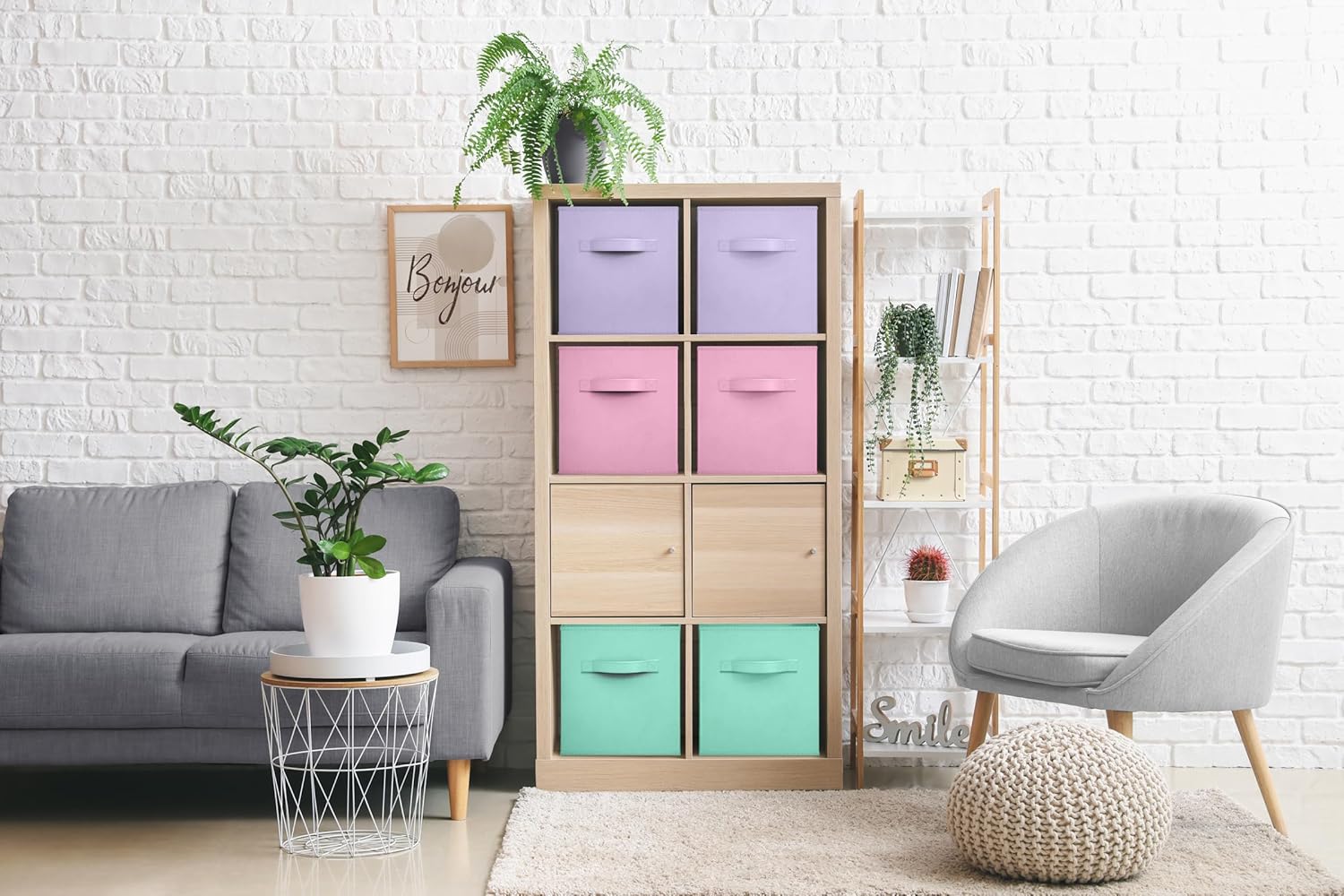 Sorbus Fabric Storage Cubes - 6 Foldable Storage Bins for Organizing Pantry, Cubbies, Toy Box - Clothes Storage & Closet Organizer - 13 Inch Collapsible Cube Baskets for Shelves with Handle