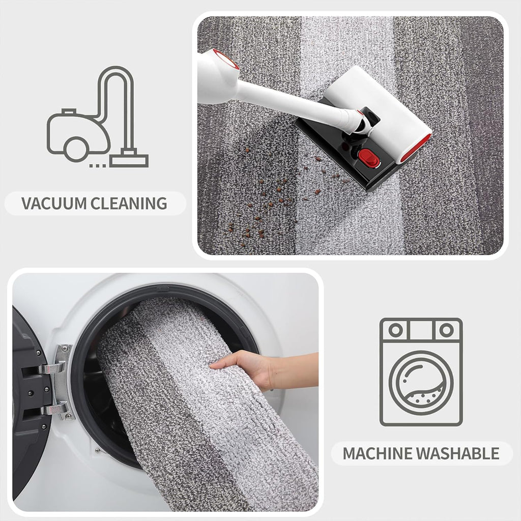 Kitinjoy Indoor Outdoor Door Mat, 48x30 Non-Slip Absorbent Dirt Trapper, Low-Profile Washable Inside Entrance Front Floor Mat, Sturdy Soft Entry Doormats for Entryway, Light Grey