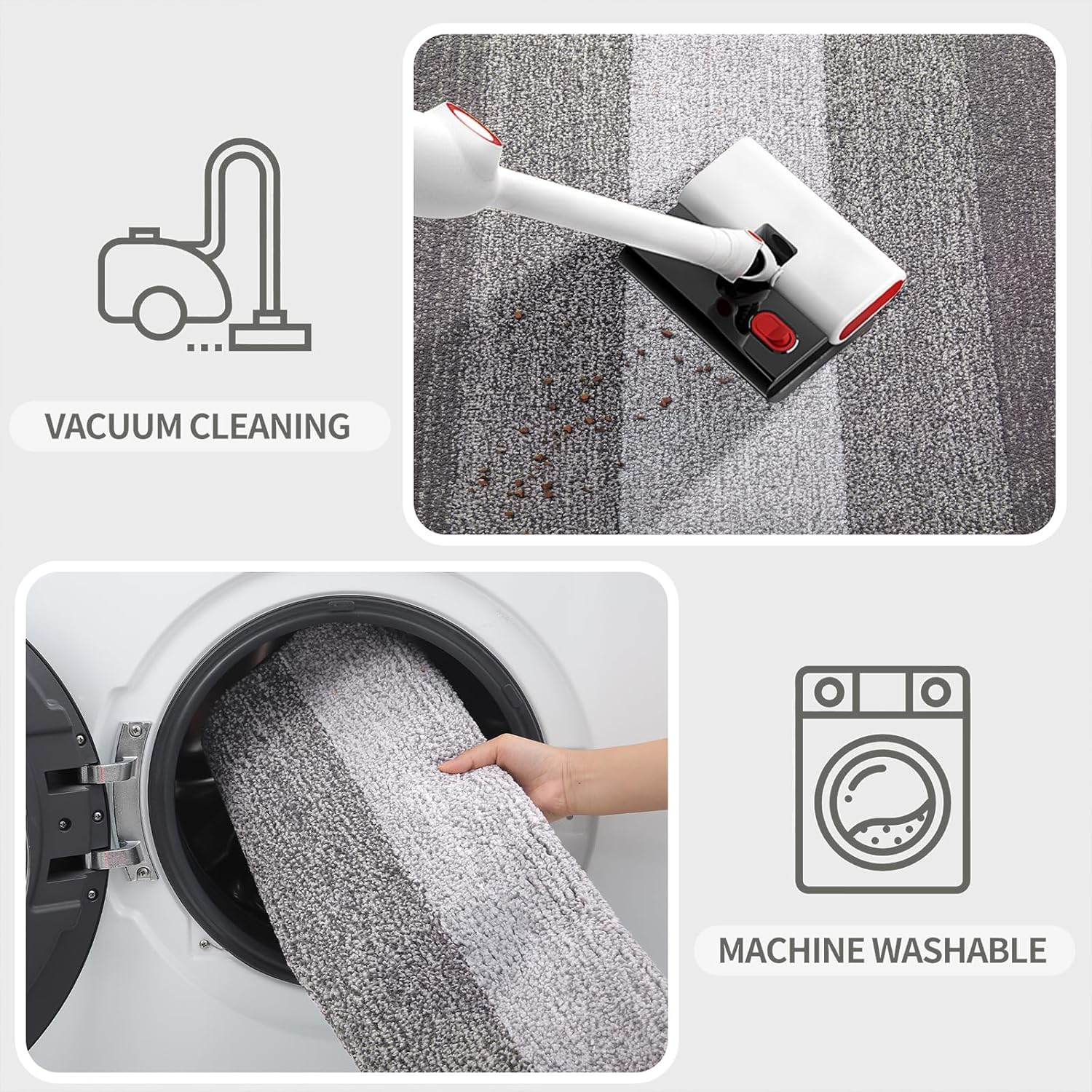 Kitinjoy Indoor Outdoor Door Mat, 48x30 Non-Slip Absorbent Dirt Trapper, Low-Profile Washable Inside Entrance Front Floor Mat, Sturdy Soft Entry Doormats for Entryway, Light Grey