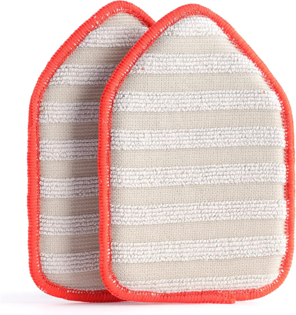 Replacement Microfiber Pad for Moku Home Extendable Tub Tile Shower Scrubber for Cleaning Non-Scratch (2X Microfiber Pad Red)
