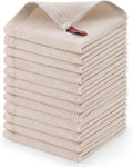 Homaxy 100% Cotton Waffle Weave Dish Cloths - 12 Pack Soft and Absorbent Dish Towels - 12 x 12 Inches Quick Dry Dish Rags - Beige