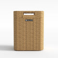 Ypati Handwoven 4 Gallon Rattan Trash Can with Lid, Boho Style Decorative Indoor and Outdoor Trash Bin with Shelf, Waste Basket for Bathroom, Patio, Study, with Trash Bags, Bohemian Yellow, Eureka