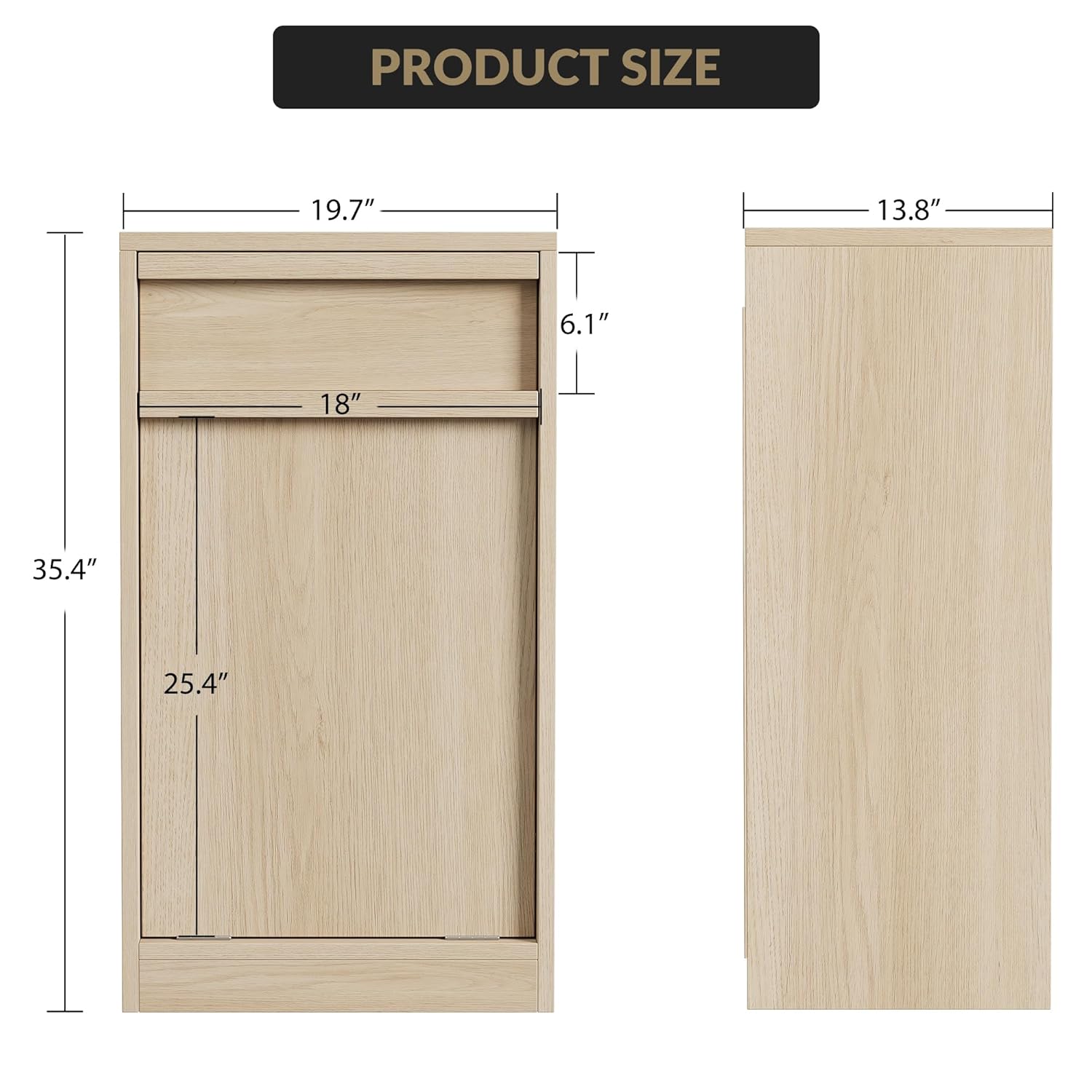 Tilt Out Trash Cabinet, Natural Wood Hidden Garbage Can Cabinet for 10 Gallon Bins, Modern Pet-Proof Trash Cabinets for Kitchen, Dining, Living Room Storage