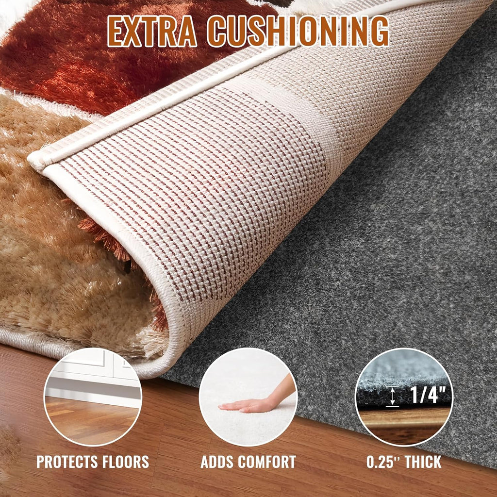 Felt Rug Pad, 2 x 3 Ft Rubber Non-Slip Rug Pad Gripper, Keep Rugs Secure and in Place, Extra Strong Under Carpet Mat Cushion - for All Floors