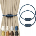 Magnetic Curtain Tiebacks - Rope Tiebacks for Curtains & Drapes, Decorative Window Holdbacks (2 Pack, Blue)