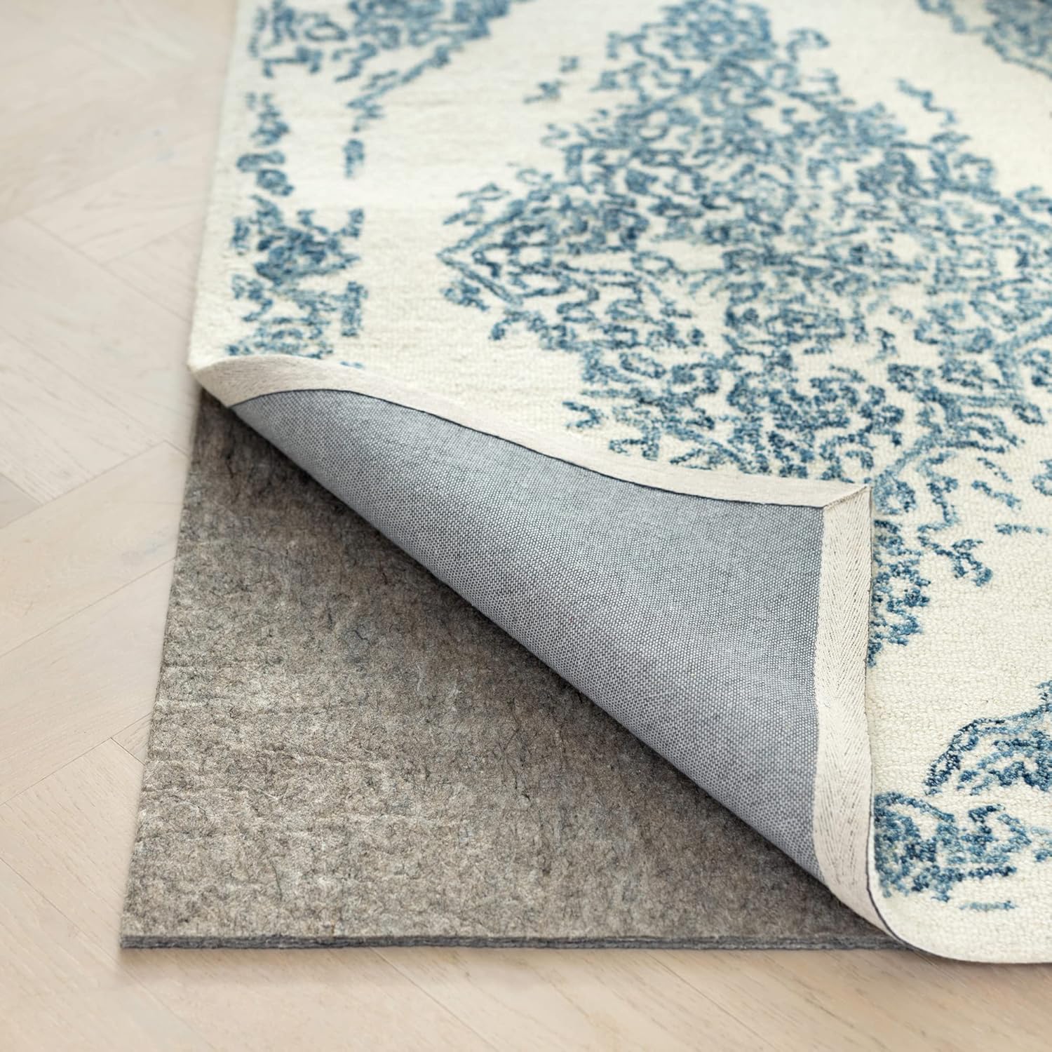 RUGPADUSA - Dual Surface - 12'x15' - 3/8" Thick - Felt + Rubber - Enhanced Non-Slip Rug Pad - Adds Comfort and Protection - for Hard Surface Floors