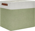 DULLEMELO Large Storage Basket 17"x12"x15", Fabric Storage Organizer Basket for Storage Clothes, Large Fabric Bin for Organizing Book, Storage Bin with Handles for Storage Toy (White&Green)