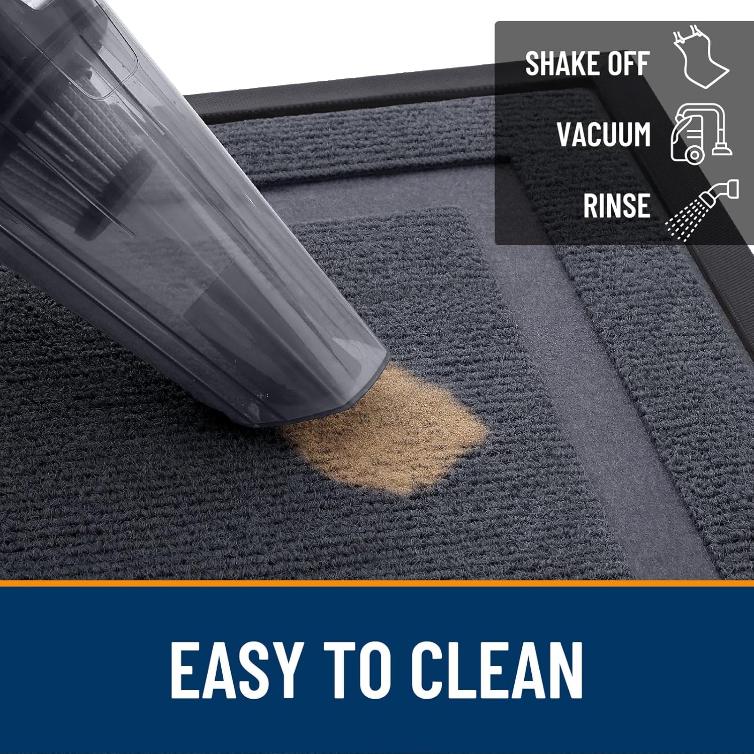 OLANLY Front Door Mat Indoor Outdoor Entrance, Waterproof All-Season, All-Weather Doormat, Sturdy Natural Rubber, Fade Resistant, Low Profile, Easy Clean Patio Porch Entryway Mat, 59x23, Light Grey