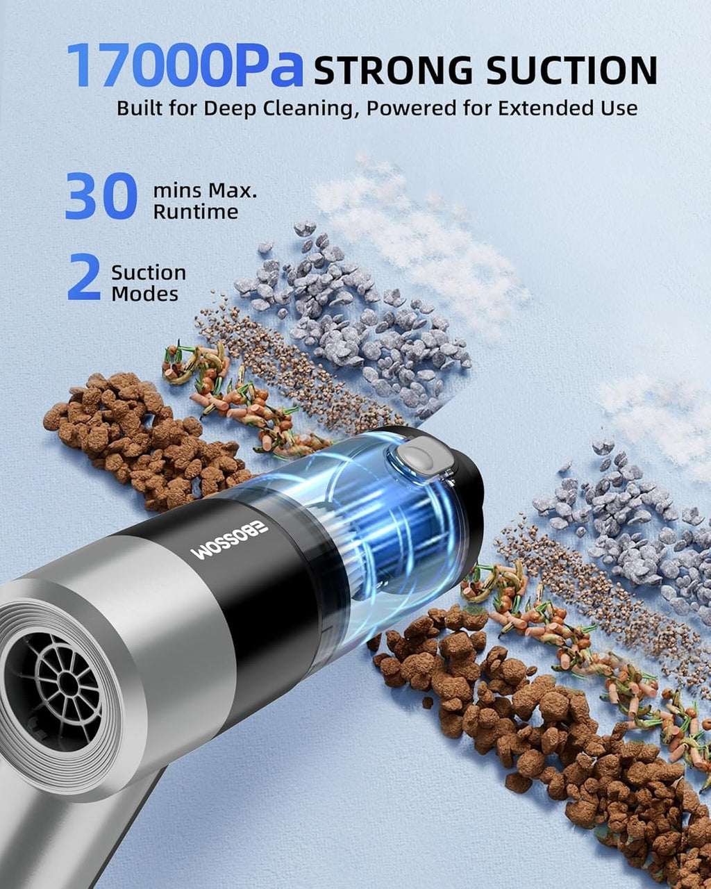 Mini Car Vacuum with 17000Pa High Power Suction,Portable Handheld Vacuum Blow & Suction,4 in 1 Cordless Small Vacuum Cleaner for Car,Home,Office,PC.Air Duster for Quick Cleaning of Small Areas