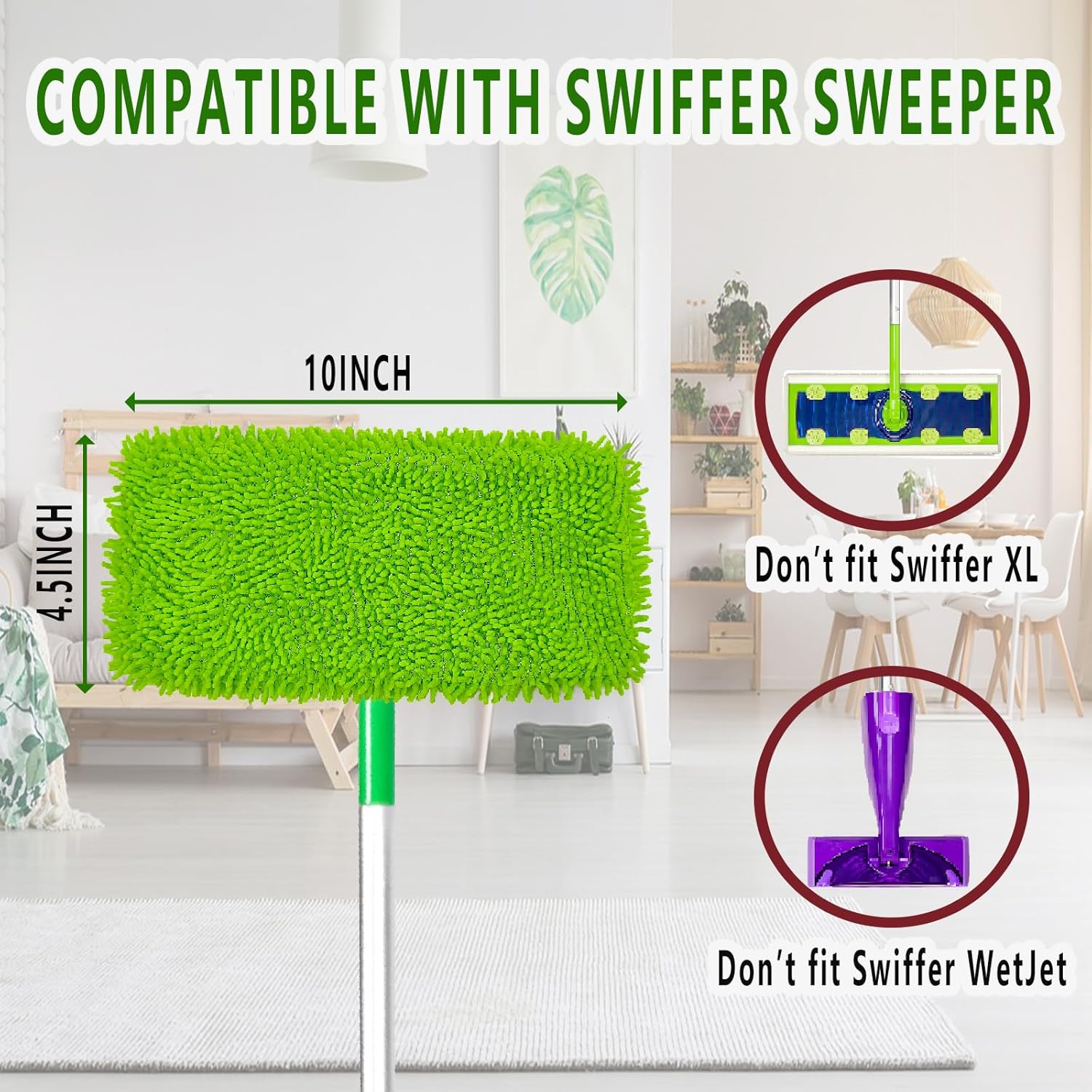 8PCS Reusable Microfiber Mop Pads Washable Wet Pads Compatible with Swiffer Sweeper Refills Pads for Wet & Dry Sweeping Cloths Mop Head Replacement for Household Cleaning