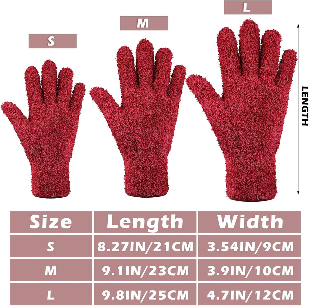 Patelai 3 Pairs Microfiber Plant Dusting Gloves Leaf Cleaning Gloves for Indoor Plants, Blinds, Furniture, House(Small,Brown, Dark Green, Dark Red)