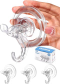Antimbee 3 Pack Suction Cup Hooks, Clear Suction Cup Hanger, Removable Small Suction Cups for Shower, Bathroom, Glass, Door, Windows, Kitchen-Max Hanging up to 11 lbs on Smooth Surface