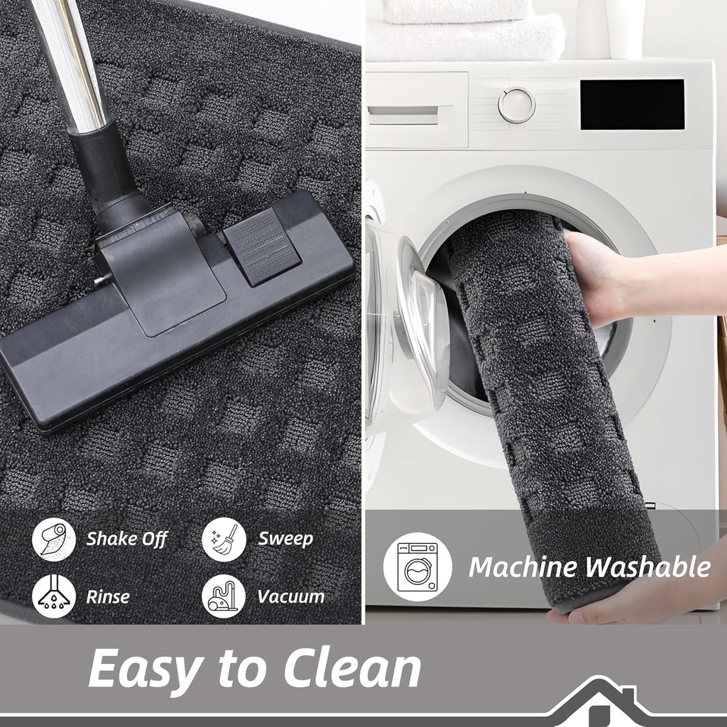 BEQHAUSE Waffle Door Mats Indoor 32"x48", Dog Mat for Muddy Paws Absorbent and Dirt Resist Floor Mats Non-Slip Washable Rugs for Entryway, Welcome Mat for Front Back Door, Muddy Wet Shoes, Dark Grey