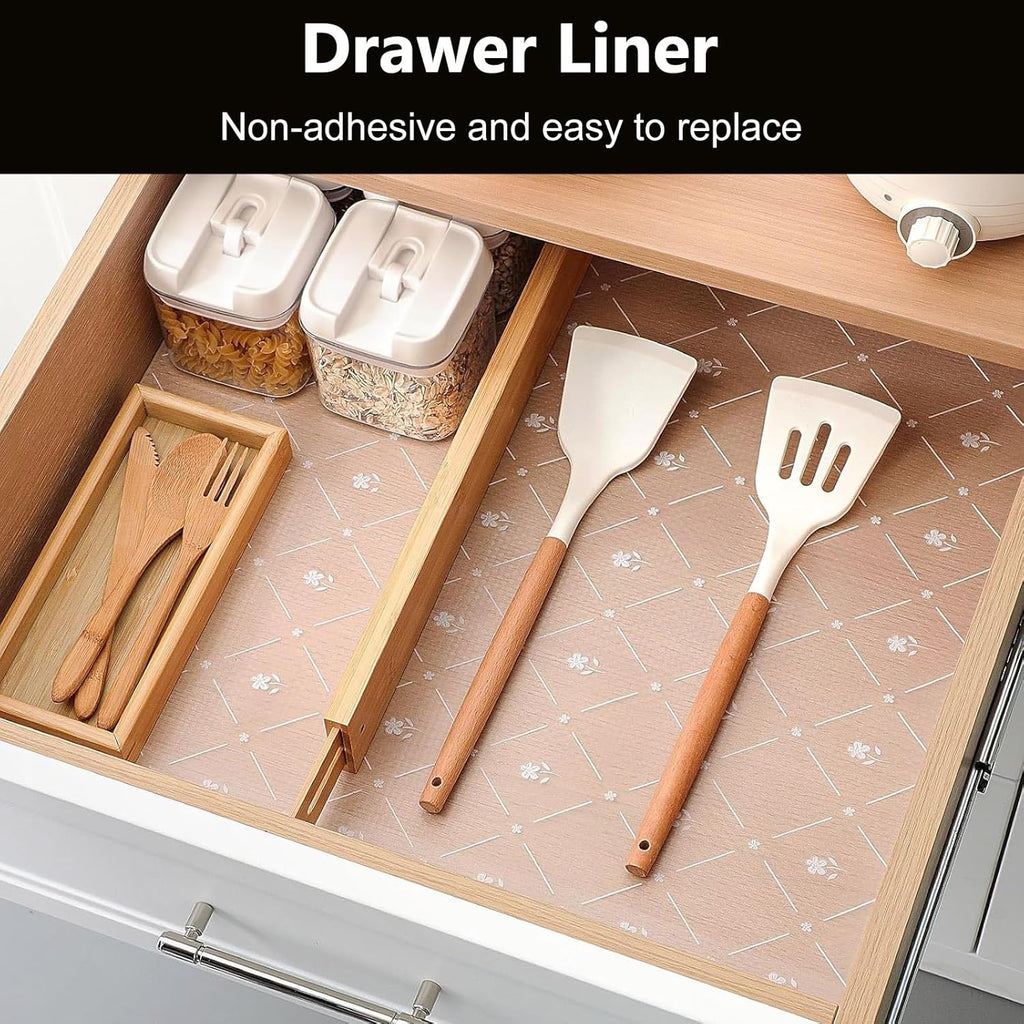 INNOLITES Shelf Liners for Kitchen Cabinets, Non Adhesive Drawer Cabinet Liner, Waterproof Oil-Proof Non-Slip Shelf Liner for Kitchen Pantry Refrigerator 23.6" x 236"