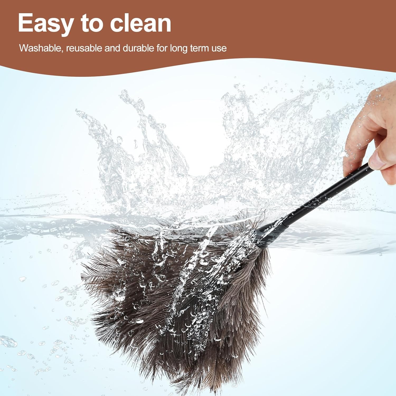 Ostrich Feather Duster-14.9 Inch Mini Natural Feathers Dusters with Plastic Handle Reusable Handheld for Cleaning Supplies Home Car Office(2pcs)