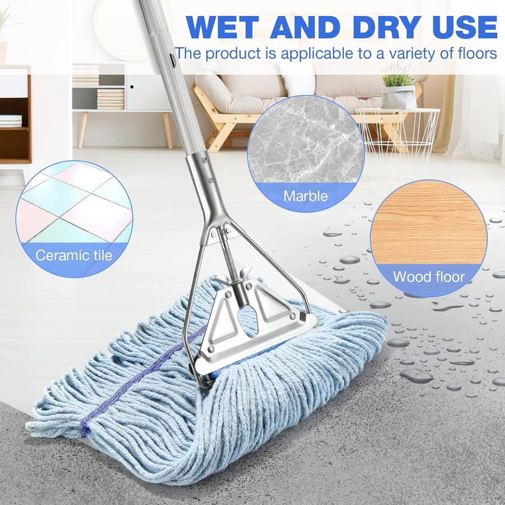 Commercial Mop Handle Heavy Duty,Industrial Metal Mop Stick Replacement for Home, Garage, Office, Workshop,Warehouse Floor Cleaning,2Pack