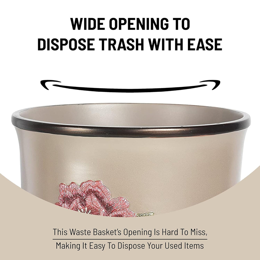 Zahari Home Decorative Trash Can for Bathroom, Office & Bedroom - 2.1 Gallons Stylish & Small Trash Can for Dorms, Desktop & Restroom - Chic Waste Basket for Compact Spaces, Larrisa
