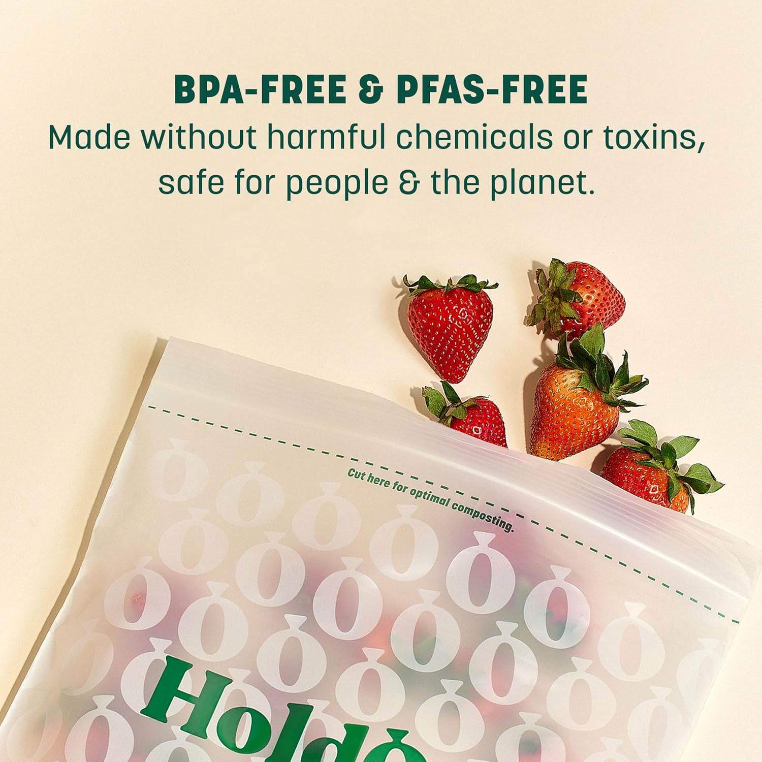 HoldOn HoldOn Zipseal Gallon Bags - Compostable, PFOA-Free, BPA-Free, Food-Safe Zip Seal Food Storage Bags/Freezer-Safe Gallon Bags With Secure Seal for Home & Travel (2-pack, 50 bags total)