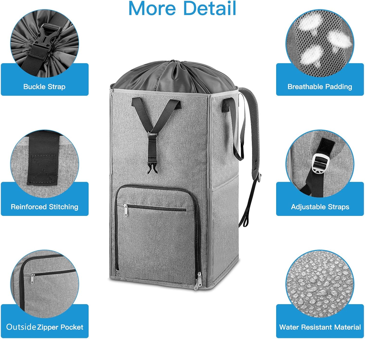Laundry Backpack Bag, Bukere Extra Large 2 in 1 Laundry Hamper Basket for College Students Dorm Essentials, Adjustable Shoulder Straps, Freestanding Laundry Bag for Apartment, Laundromat, Travel