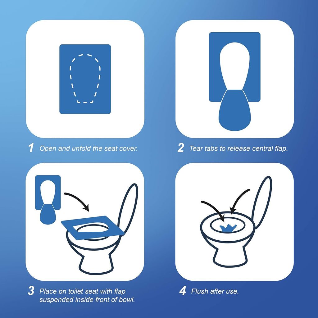Rockland Guard Toilet Seat Cover - Flushable & Disposable Toilet Seat Cover for Bathroom - Road Trip Accessories & Travel Essentials for Kids & Adults - 20 Resealable Packs with 10 Sheets - 200-Count