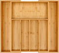 VaeFae Premium Bamboo Drawer Organizer, Expandable Silverware Drawer Organizer, Cutlery Tray with Dividers for Kitchen Utensils (Natural, Large)
